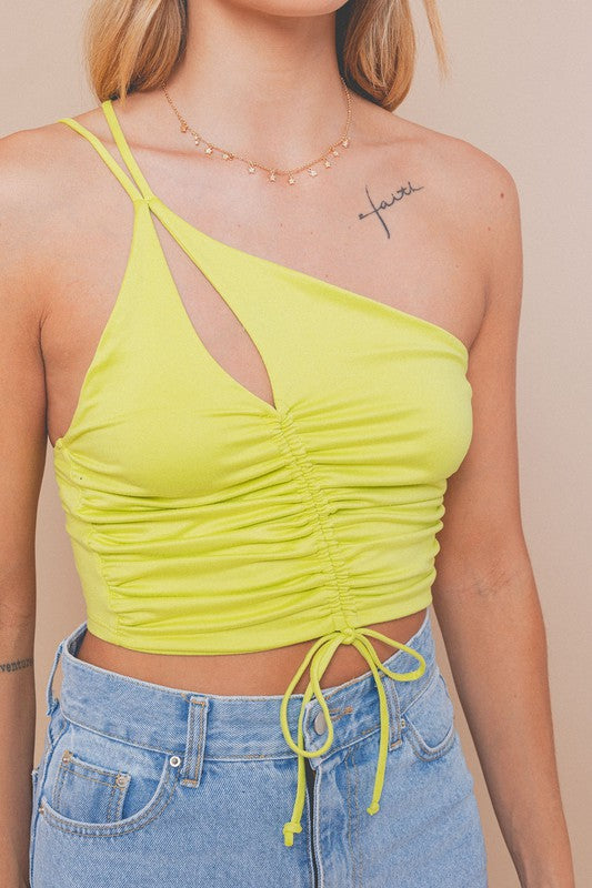 LIME GREEN CUT OUT CROP TOP